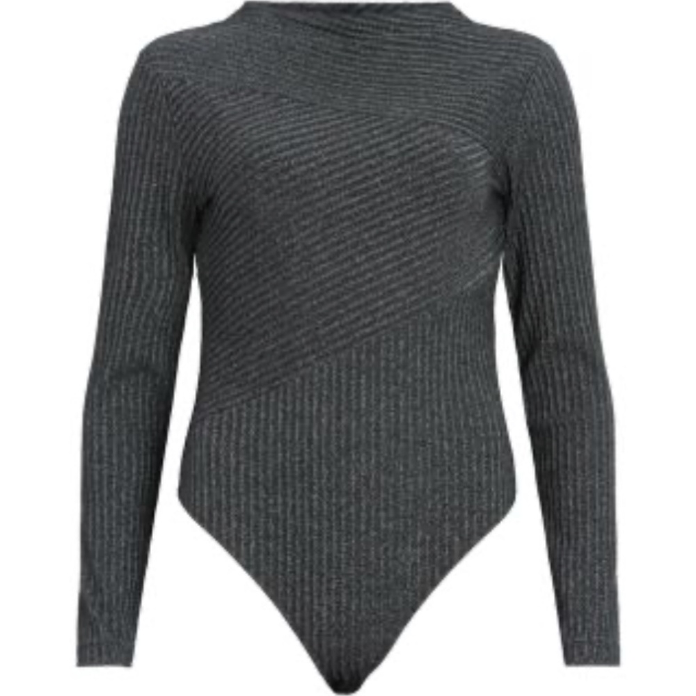 All Saints, GIA Sparkle Bodysuit, Dark Silver, US 6